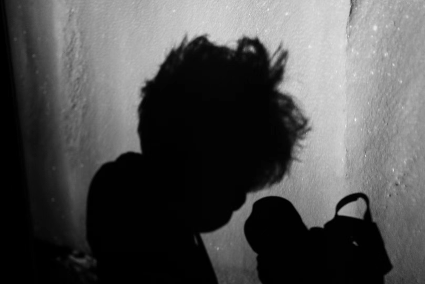 Silhouette holding camera